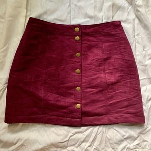 Maroon Button Skirt